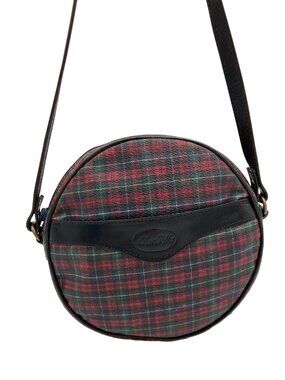 Vintage Allen Solly Made in Italy Plaid Tartan Circle Crossbody Bag